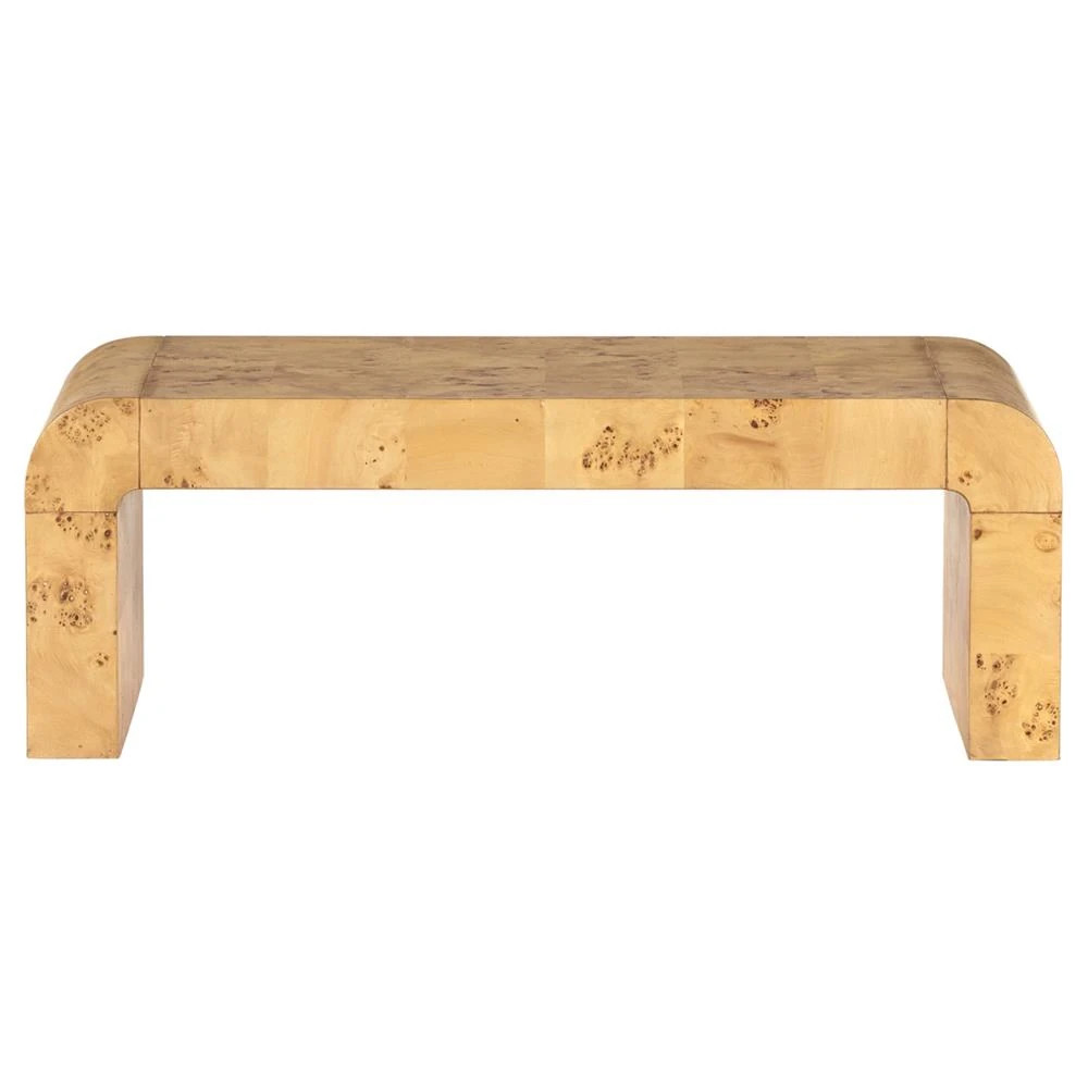 Cynthia Rustic Lodge Natural Burl Wood Curved Rectangular Coffee Table | Kathy Kuo Home