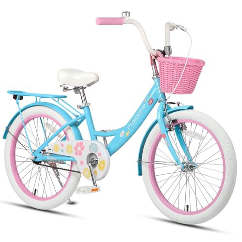 Glerc Maggie Grils Bike, 20 Inch Kids Bicycle for 7-13 Years Old Chlidren, Princess Styles Kids Bikes with Rack & Basket & Kickstand, Blue | Amazon (US)