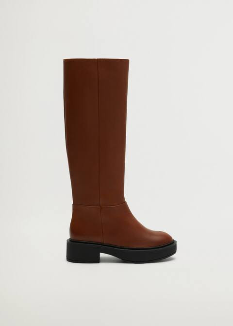Lederstiefel mit hohem Schaft | MANGO (DE)