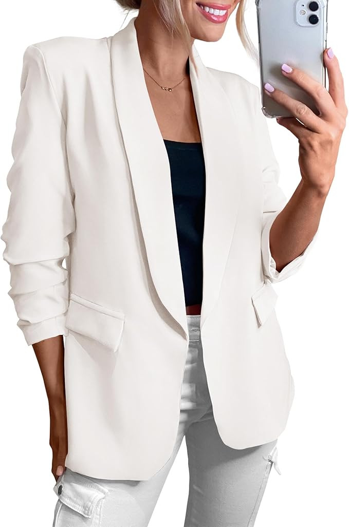 KIRUNDO Womens Blazer 2026 Spring Fall Bussiness Casual Long Sleeve Open Front Work Office Dressy... | Amazon (US)