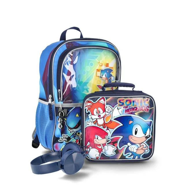 SEGA Sonic The Hedgehog 17" Backpack, Lunch Box, and Headphones Set, 3-Piece, Blue | Walmart (US)