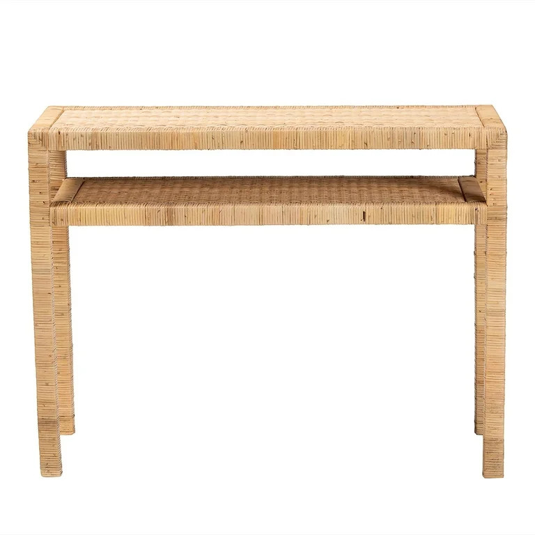 bali & pari Kalimantan Boho Console Table, Handwoven Natural Rattan, Light Honey | Walmart (US)
