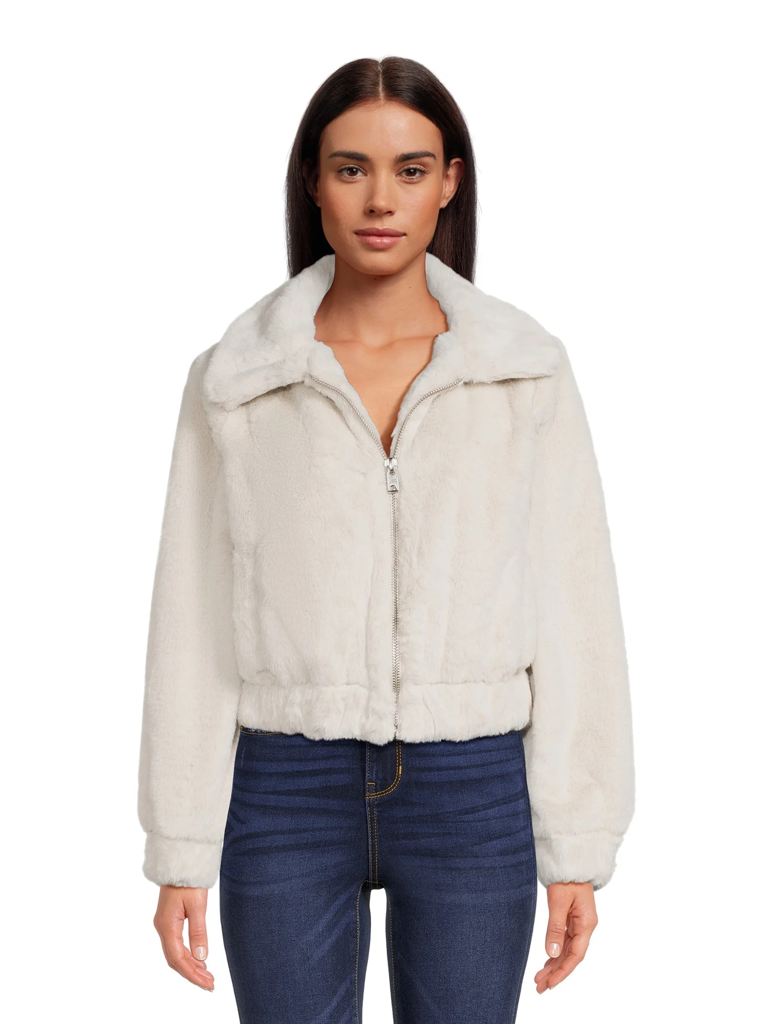 No Boundaries Juniors' Faux Fur Bomber Jacket, Sizes XS-XXXL - Walmart.com | Walmart (US)