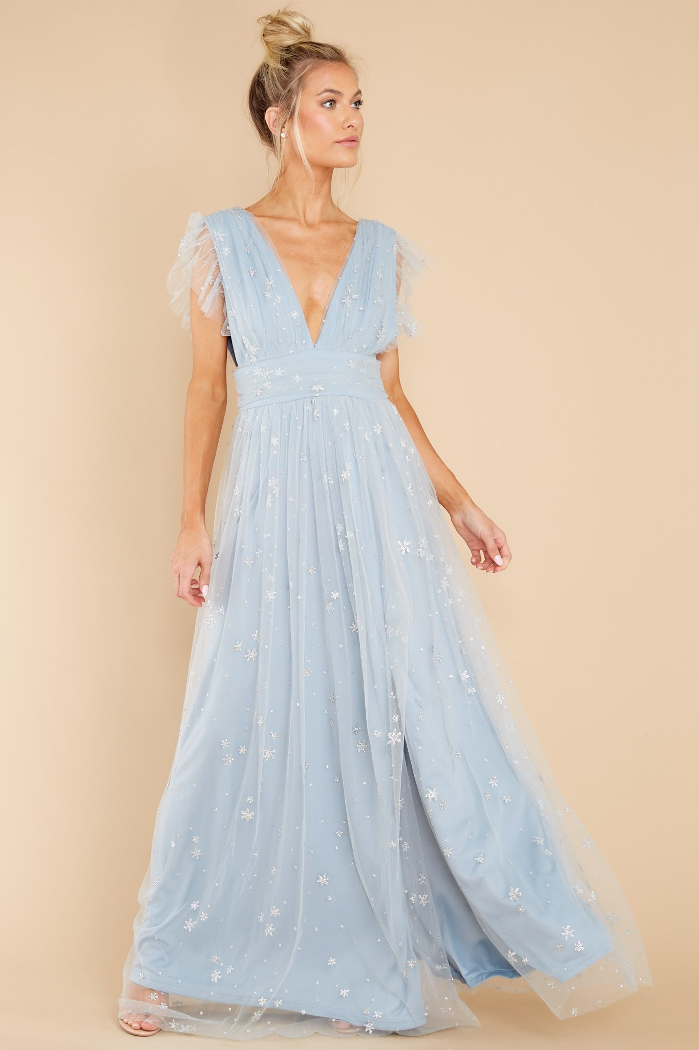 Stargazing Sparkle Powder Blue Maxi Dress | Red Dress 