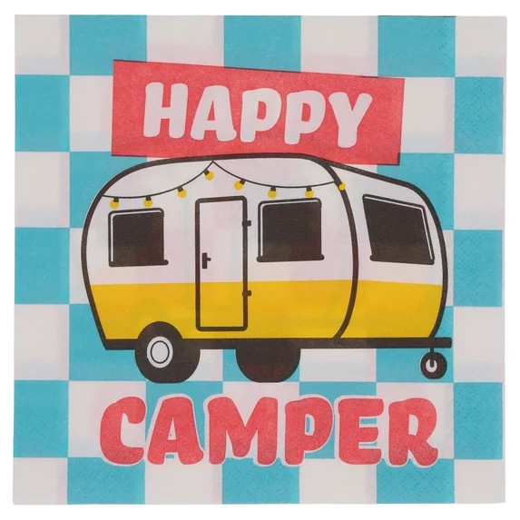 Way to Celebrate Outdoor Fun Camper Lunch Napkins, 6.5" x 6.5", Multicolor, 24 Count | Walmart (US)