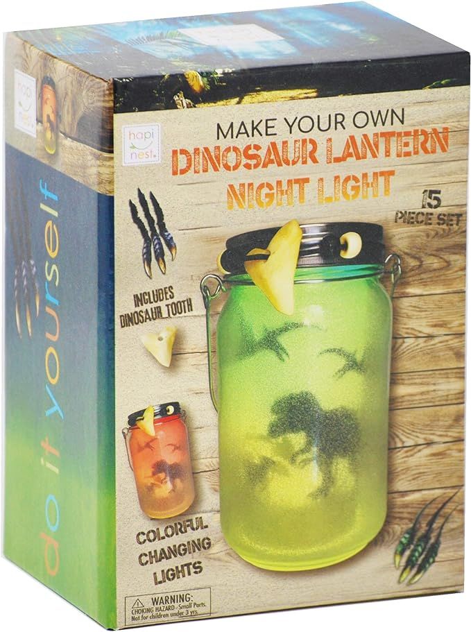 Hapinest DIY Dinosaur Toy Lantern Night Light Kit - Arts and Crafts Gift for Boys or Girls Ages 6... | Amazon (US)