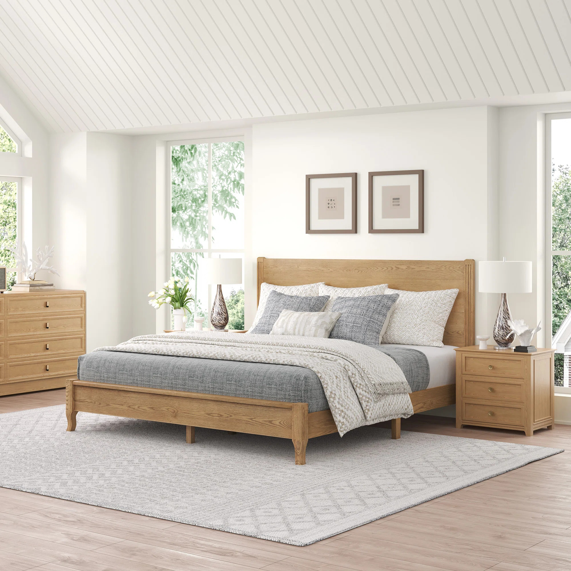 Solid Bed Natural Solid Panel Bed , High Quality Red Oak Solid Bed, Suitable For Bedrooms, Guest ... | Wayfair North America