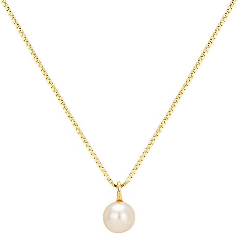 Trendlooks 7mm Single Pearl Freshwater Cultured Pearl Pendant S925 Silver Dainty Necklaces Jewelr... | Amazon (US)