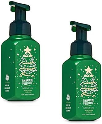 Bath and Body Works White Barn Cinnamon Pinecone Gentle Foaming Hand Soap Set of 2 Green Bottles | Amazon (US)