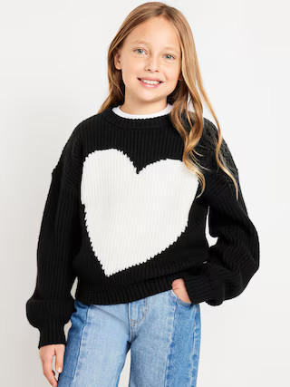 SoSoft Long-Sleeve Heart-Print Sweater for Girls | Old Navy (US)