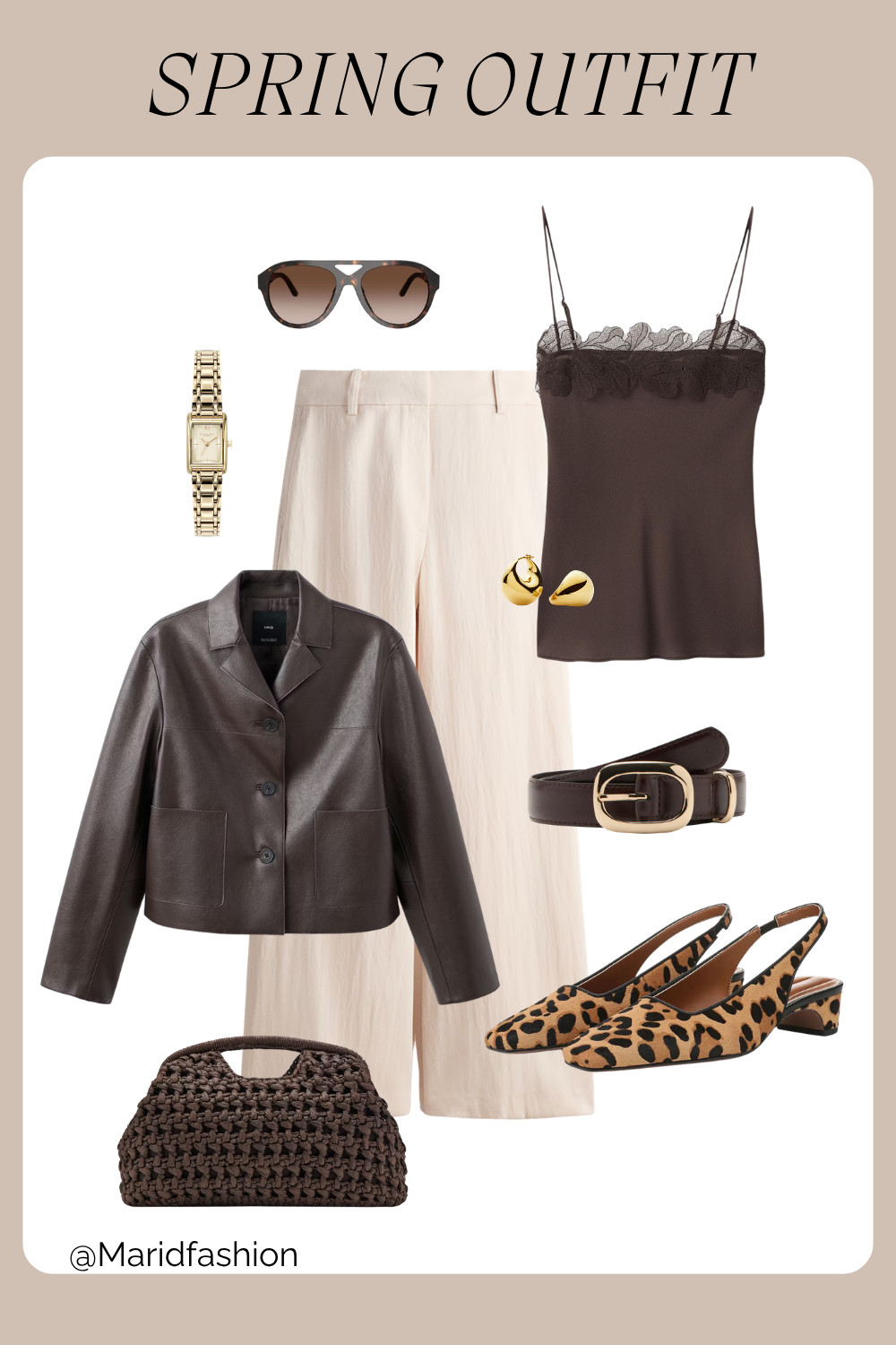 Transition into spring with the perfect mix of edgy and elegant. This look pairs structured Wide-Leg Dress Pants with a feminine Lace Trim Top, topped off with a Leather Jacket for a bit of effortless grit. It’s the ideal outfit for a city brunch or a polished workday.
#SpringOutfit #WideLegPants #LeatherJacket #LaceDetails #StreetStyle #SpringFashion #LTKstyletip #BusinessCasual #EdgyStyle #TransitionalOutfits #SpringInspo #OOTD 

 #LTKootd #LTKSeasonal #LTKWorkwear