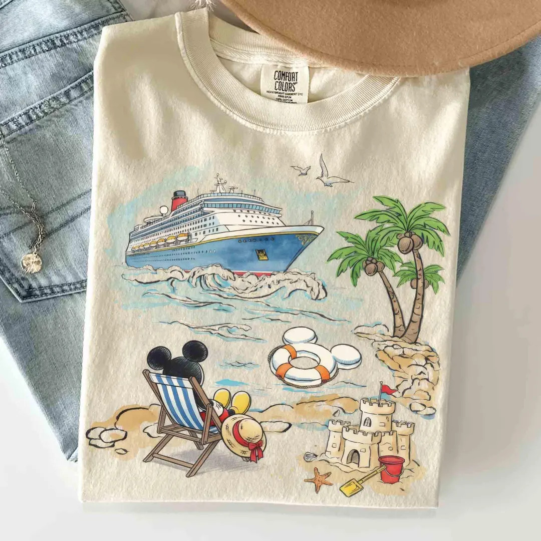 Retro Comfort Colors Summer Disney Beach Shirt, Mickey Mouse Cruise Vacation Tee, Vintage Matchin... | Etsy (Global)