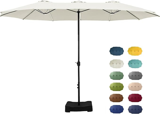 15 ft Rectangular Patio Umbrella with Base Included, Large Double-Sided Outdoor Table Umbrella wi... | Amazon (US)