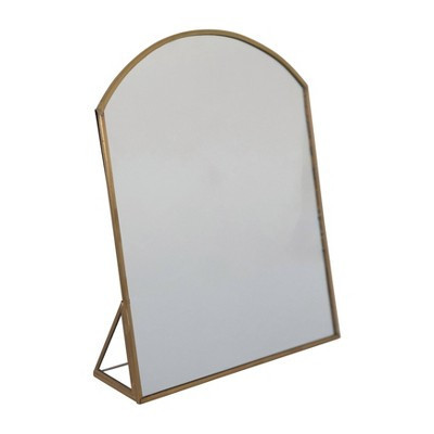 Storied Home Arched Metal Framed Standing Mirror Brass: Sleek Easel Design for Entryway or Makeup Use | Target