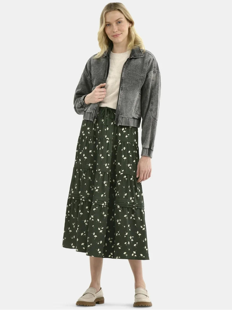 Time and Tru Women's Cotton Denim Bomber Jacket, Sizes XS-XXXL - Walmart.com | Walmart (US)