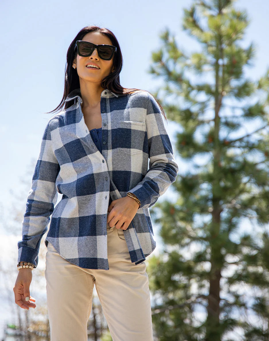 Fairbanks Supersoft Shirt: Navy Plaid | Carve Designs