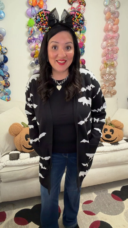 OMG… it’s FREAKIN’ BATS! 🦇😂🖤
Halloween season is officially my favorite, and this BloomChic bat jacquard cardigan is SO cute! It’s supersoft, cozy, has pockets (because obviously 😍), and is the perfect spooky-season layer.

I can already see myself styling this with my favorite Halloween ears for a Disney day! 🎃✨
🦇 Sizes M–6XL 🖤 Shop this cardigan + more spooky-season favorites in my LTK!

#BloomChic #HalloweenStyle #SpookySeason #PlusSizeFashion #DisneyStyle

#LTKdayinmylife #LTKgrwm #LTKootd