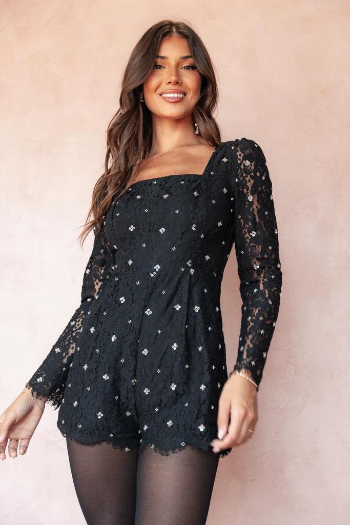 Vali Long Sleeve Romper - Black | Petal & Pup (US)