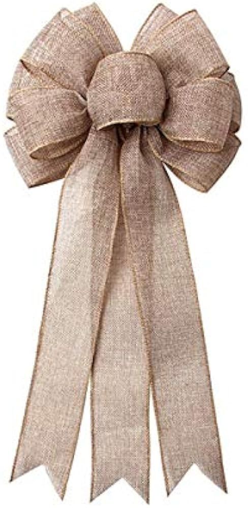 JANOU Burlap Bow Holiday Wreath Bow DIY Crafts Rustic Jute Bowknot Ornaments for Christmas Tree T... | Amazon (US)