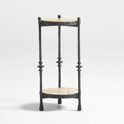 Estate Travertine and Metal Drink Table by Jake Arnold