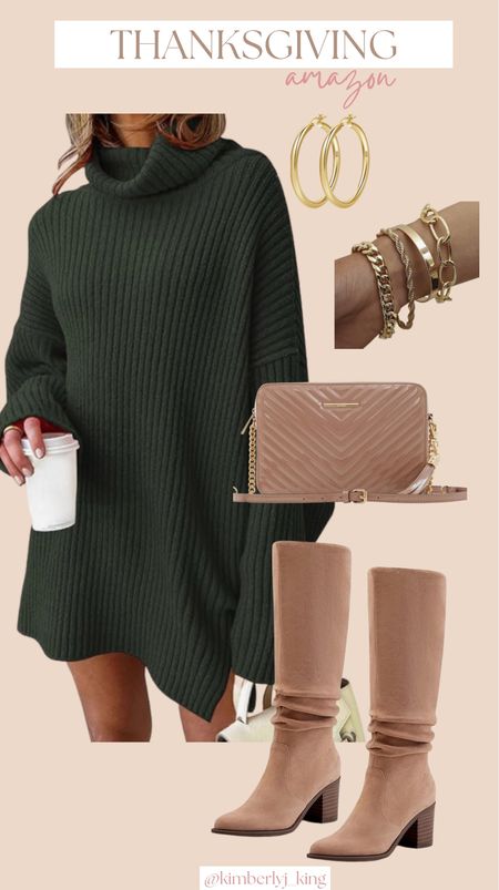 Thanksgiving outfit idea 
Cute Thanksgiving outfit inspo
Sweater dress
Brown boots
Nude boots
Tan crossbody bag
Amazon fashion
Amazon thanksgiving outfit idea 
Holiday outfit 
Fall date night outfit 

#LTKstyletip #LTKfindsunder50 #LTKHoliday