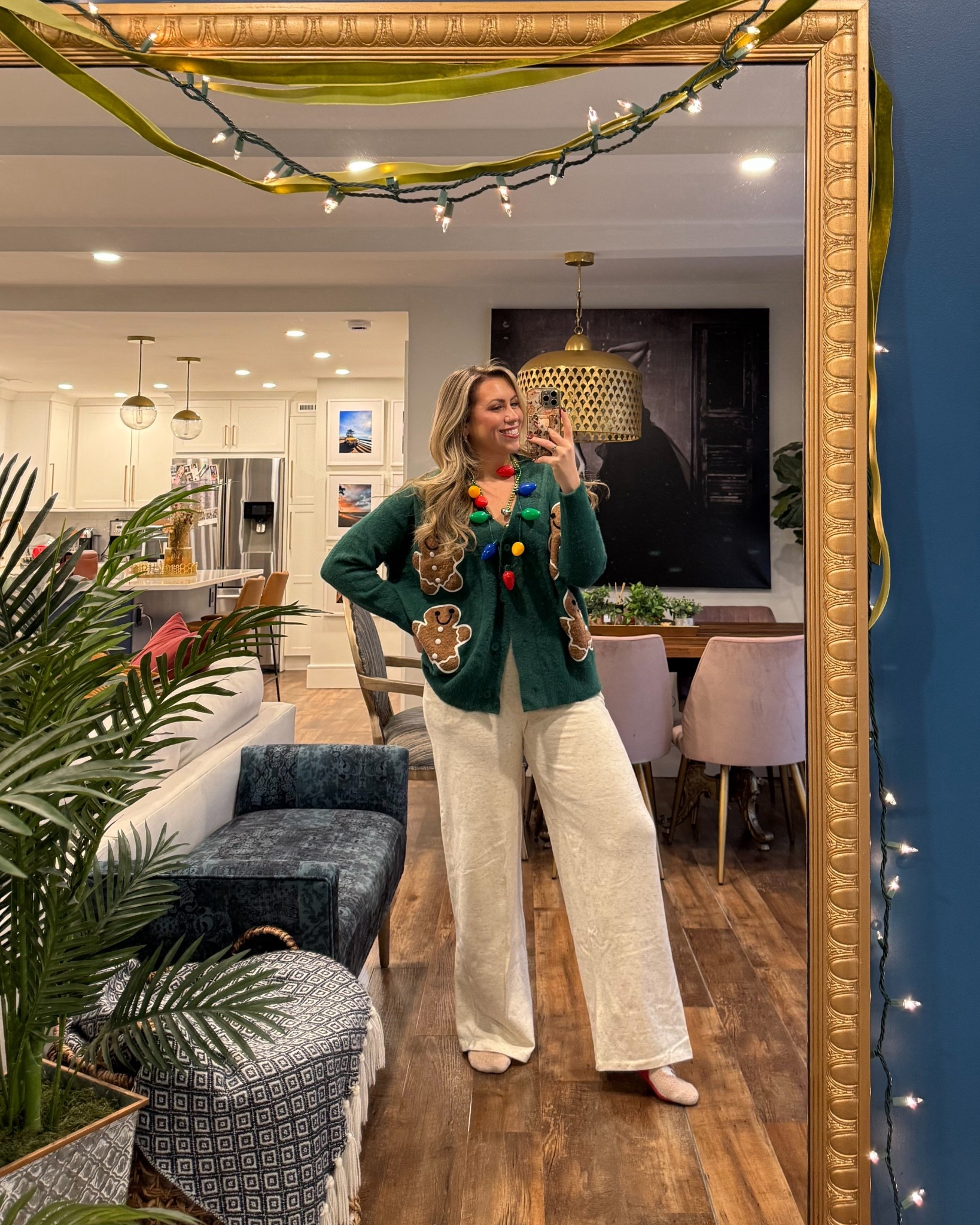 The cutest gingerbread cardigan, wearing a large.

#LTKMidsize #LTKootd #LTKHoliday