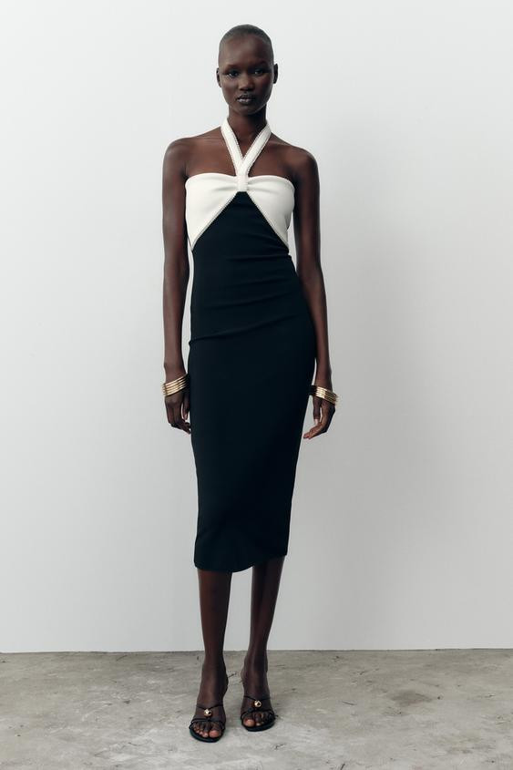 STRETCH BOW MIDI DRESS | Zara US