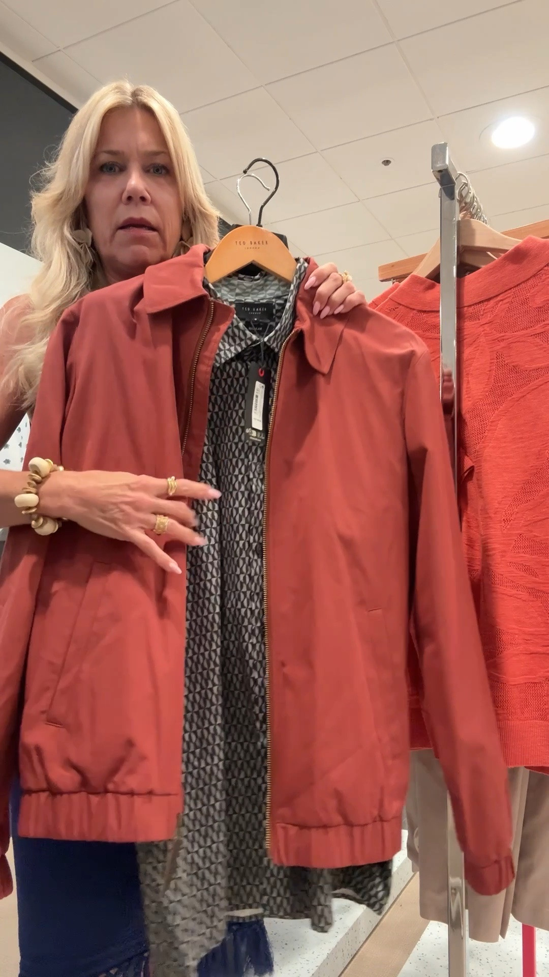 Polished casual look for men, perfect for a summer evening event, party, for business casual or travel. Love the Terracota color jacket, layered over a blue tailored t-shirt, polo shirt or print button down. A fit true to size.

#LTKootd #LTKMens #LTKWorkwear