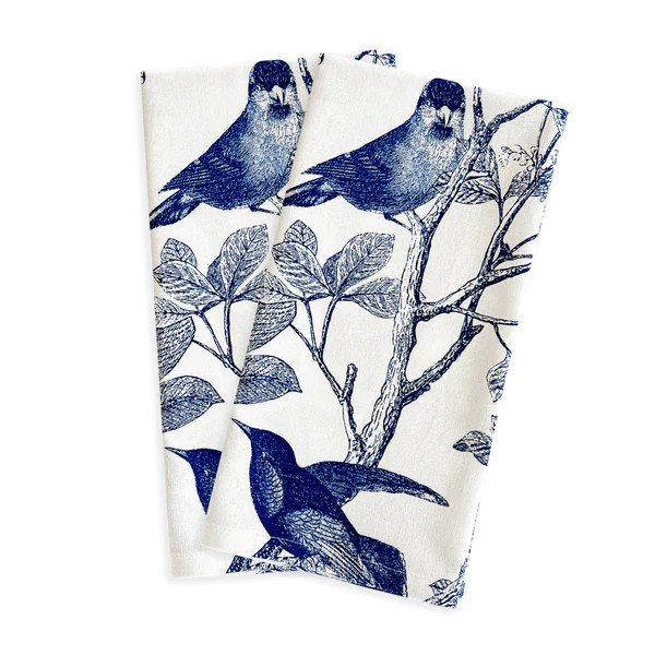 Arbor Birds Blue Kitchen Towels Set/2 | Caskata