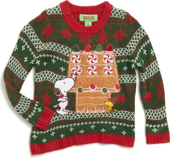 PEANUTS Kids' Snoopy Gingerbread House Christmas Sweater | Nordstromrack | Nordstrom Rack