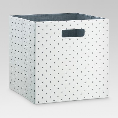 13" Fabric Cube Storage Bin Gray Polka Dot - Threshold™ | Target