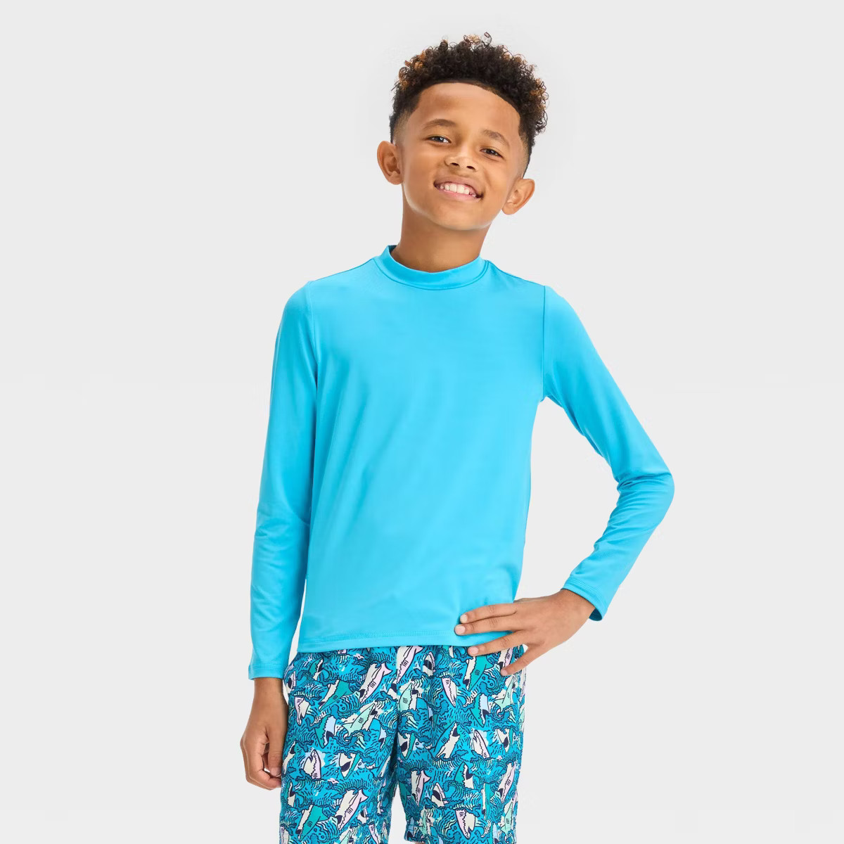 Boys' Long Sleeve Solid Rash Guard Top - Cat & Jack™ Blue | Target