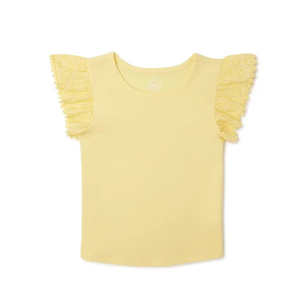 Wonder Nation Girls Eyelet Lace Sleeve Top, Sizes 4-18 & Plus - Walmart.com | Walmart (US)