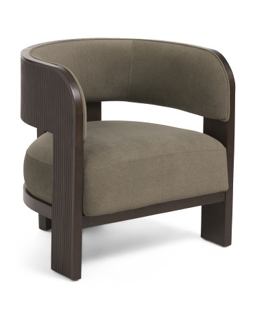 29x30 Wooden Frame Upholstered Solid Curved Accent Chair | TJ Maxx