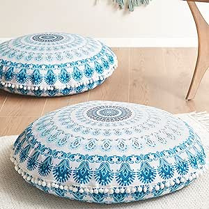 Codi Meditation Floor Pillow Set of 2, Round Large Pillows Seating for Adults, Bohemian Mandala C... | Amazon (US)