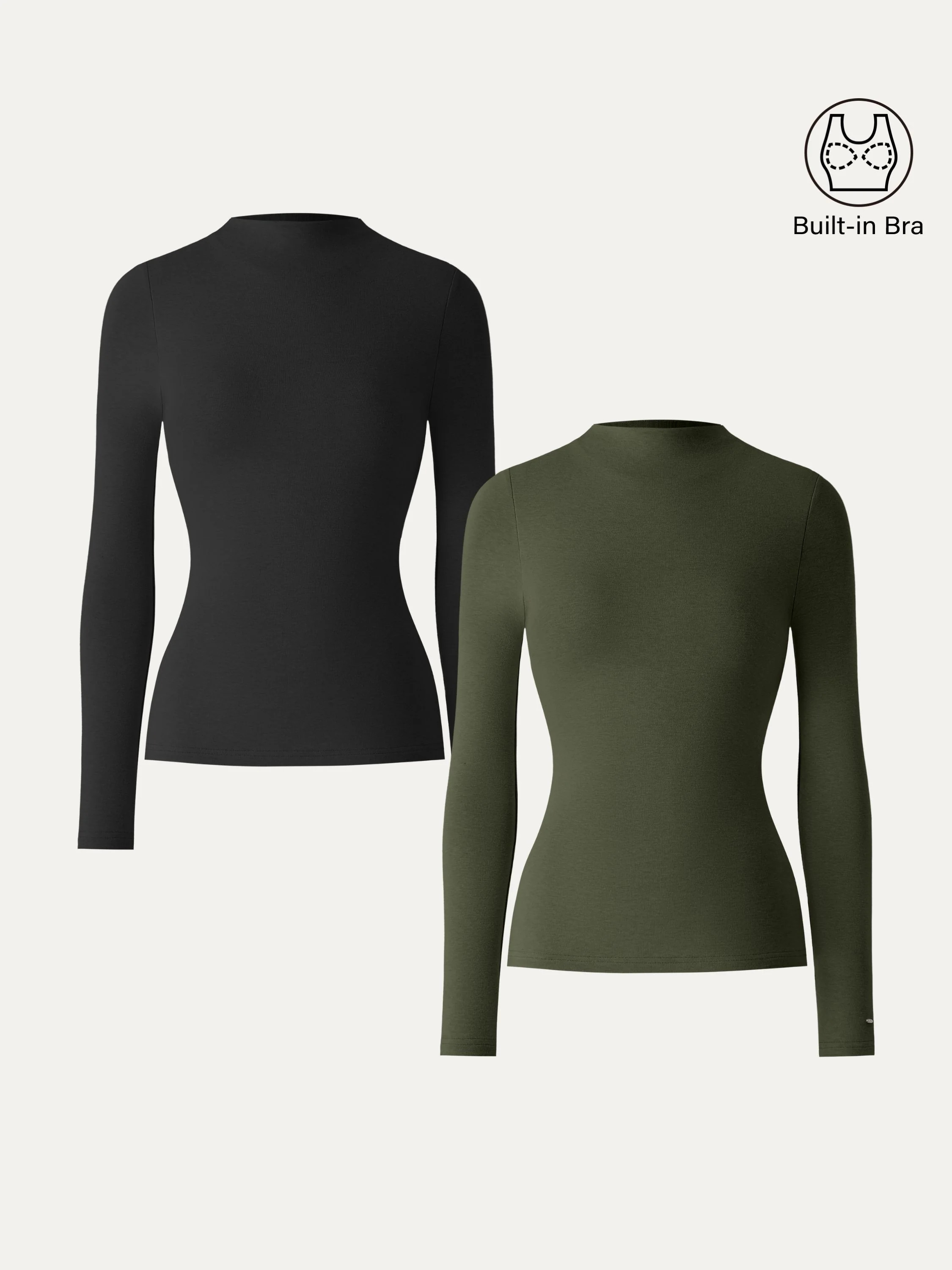 ProWarm Mockneck Long Sleeve Brami - Black/Deep Olive / 2XL | OGLmove
