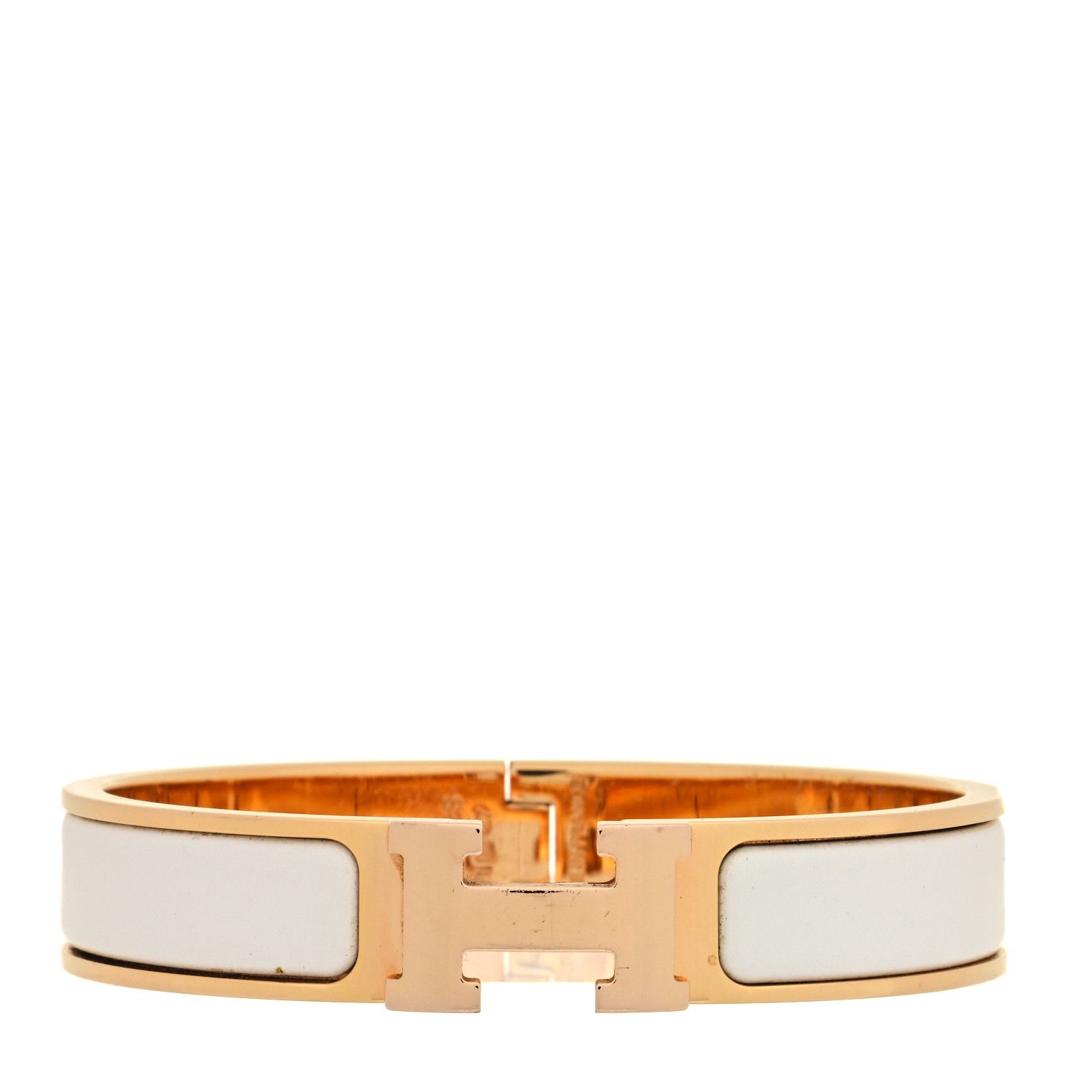 HERMES Enamel Narrow Clic Clac H Bracelet PM White | FASHIONPHILE | Fashionphile