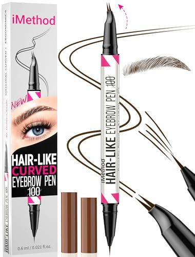 iMethod Curved Eyebrow Pen - 2-in-1 Dual-Ended Eyebrow Pencil with Curved Tip and Precise Brush-Tip, Microblading Pen for Natural Brows, Dark Brown | Amazon (US)