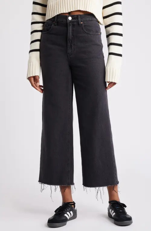 PacSun Knox Wide Leg Crop Jeans in Black at Nordstrom, Size 26 | Nordstrom