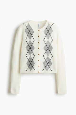 H & M - Jacquard-knit cardigan - White | H&M (UK, MY, IN, SG, PH, TW, HK)