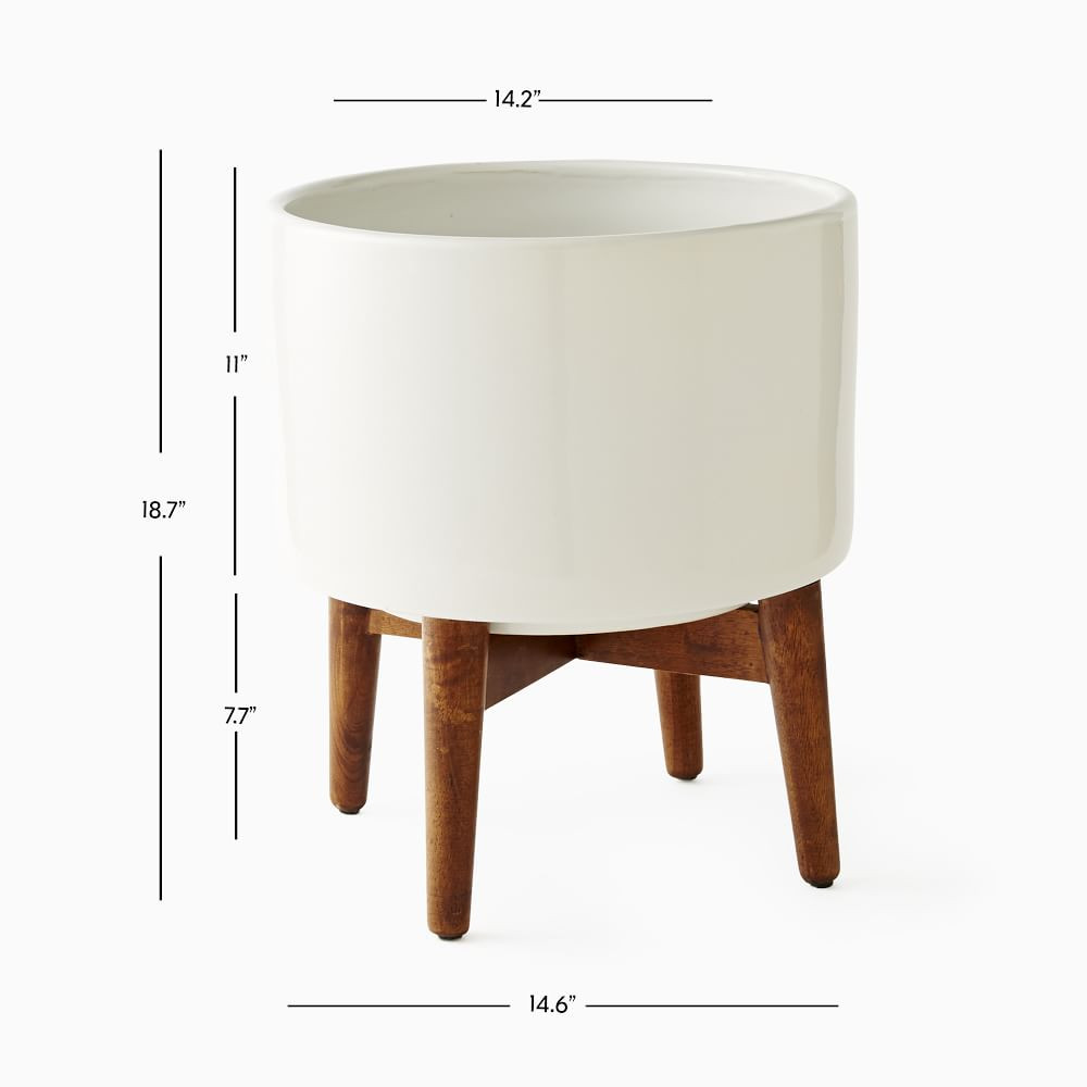 Mid-Century Turned Wood Leg Planters | West Elm (US)