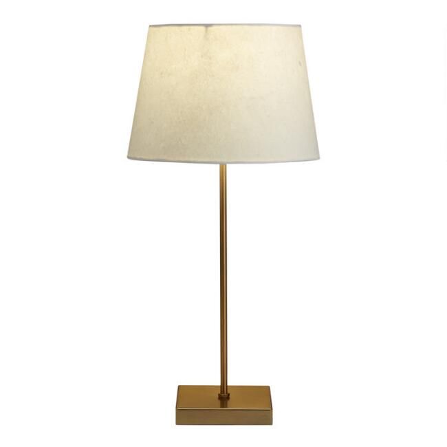 Brass Manvi Accent Lamp with Off White Shade | World Market