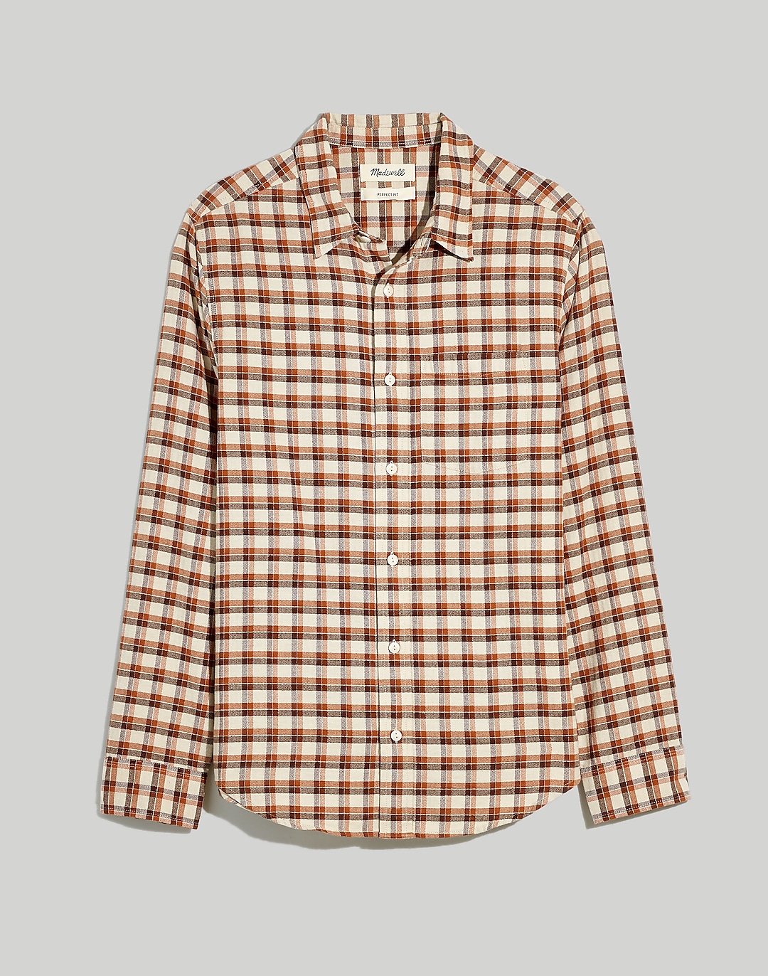 Perfect Long-Sleeve Shirt in Herringbone Plaid | Madewell