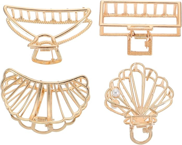 FOMIYES 4pcs French Design Metal Hair Claw Clips Large Shark Jaw Clips with Rectangular, Simple C... | Amazon (US)