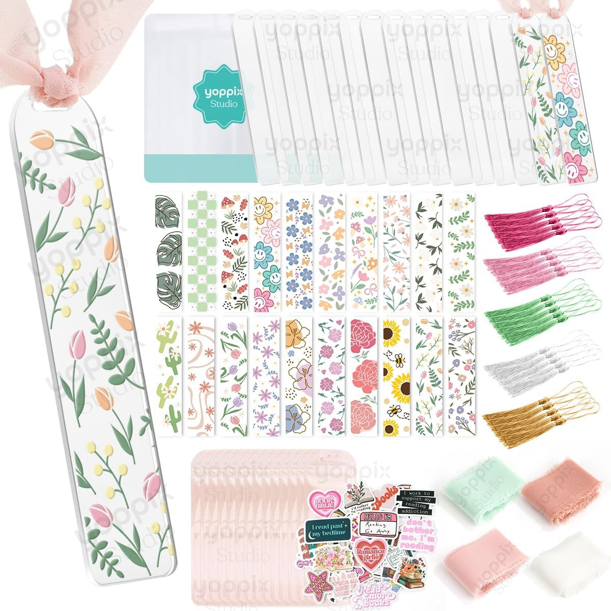 Amazon.com: 180 Pcs Acrylic Bookmark Blanks- 20 Set Bookmark Making Kit with 20 UV DTF Stickers A... | Amazon (US)
