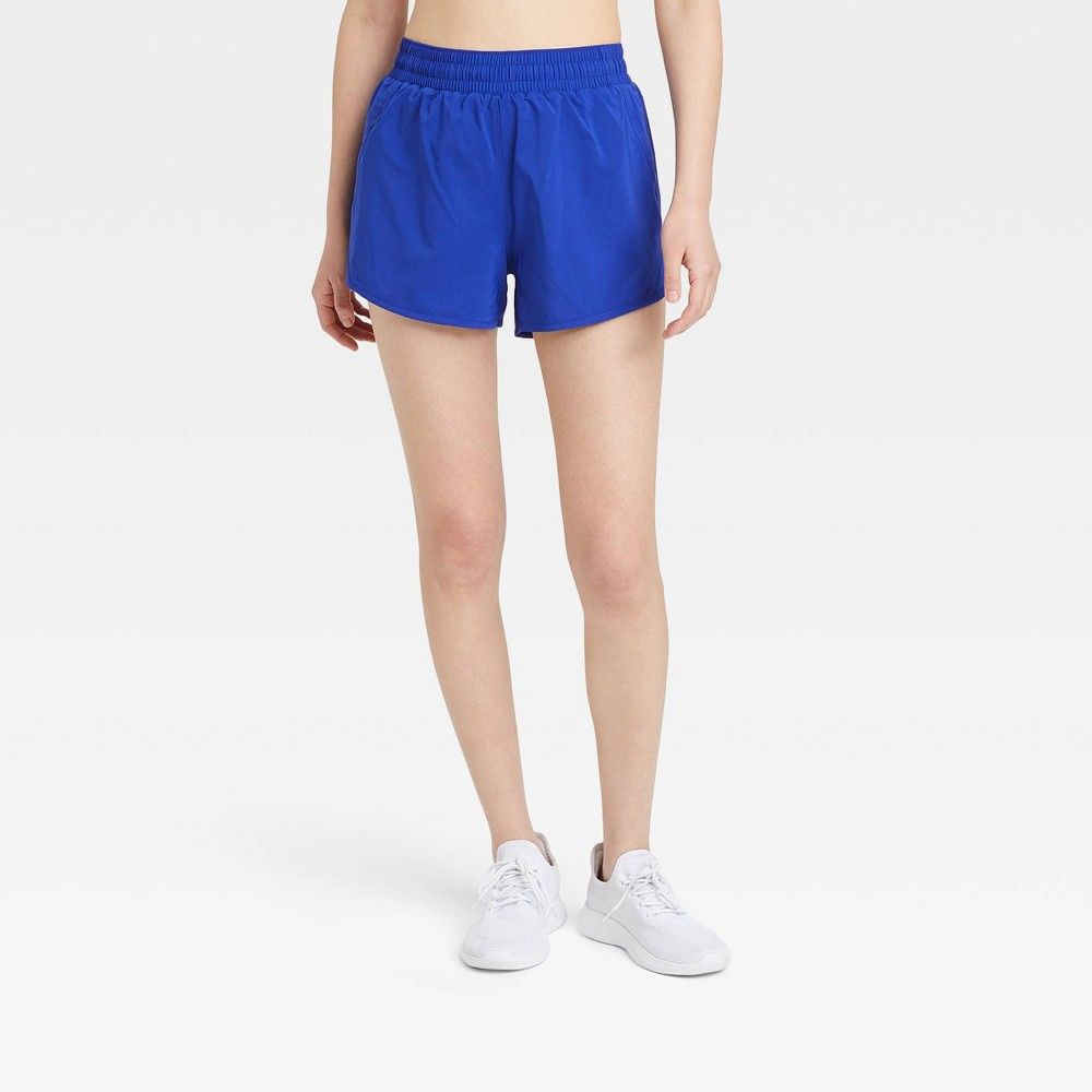 Women's Mid-Rise Run Shorts 3"" - All in Motion Vibrant Blue M | Target