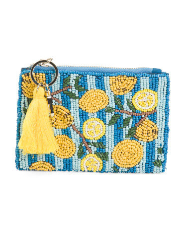 Handmade Beaded Lemon Coin Purse For Women, Leather | TJ Maxx