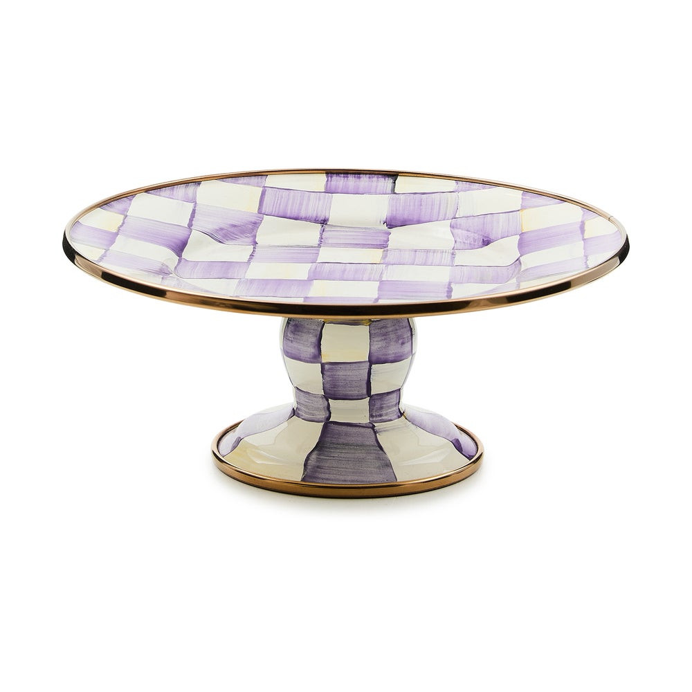 Violet Check Mini Pedestal Platter | MacKenzie-Childs