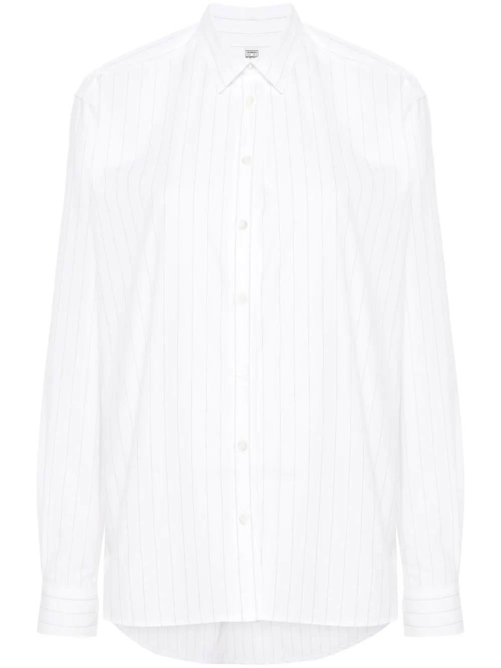 TOTEME Pinstripe Cotton Shirt | White | FARFETCH SK | Farfetch Global