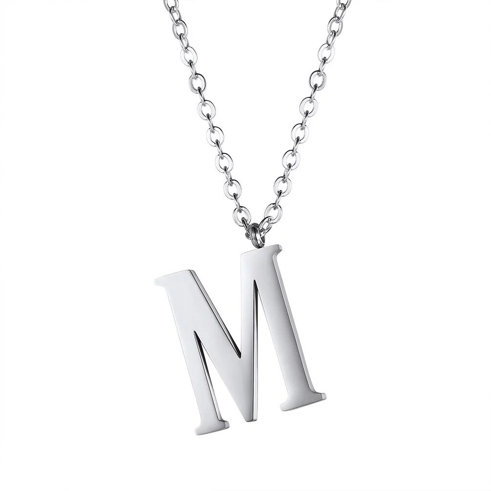 PROSTEEL Initial Pendant M Silver Necklace Alphabet Letter Stainless Steel Necklace for Women Gir... | Walmart (US)